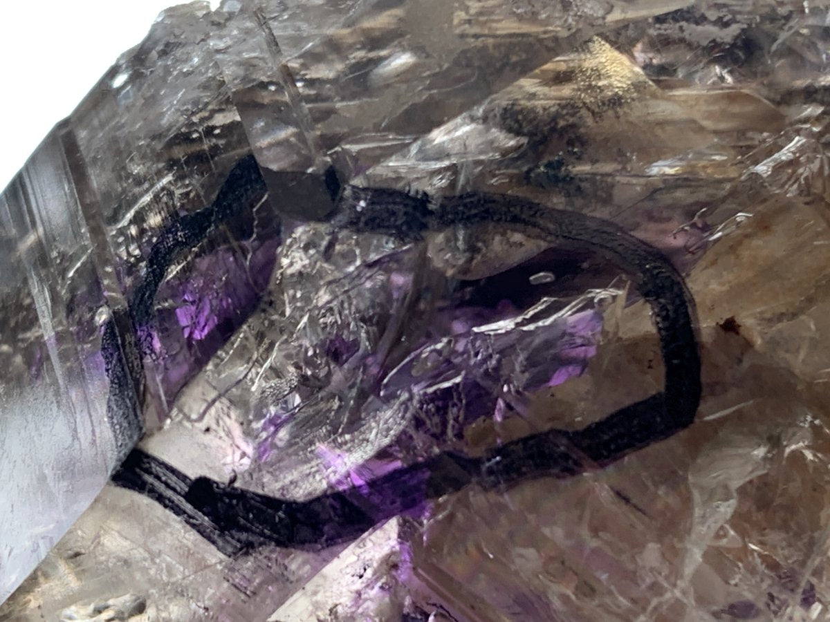 Natural Medium Double Terminated Smokey Amethyst Window Crystal with Double Enhydro x 1 From Brandberg, Namibia