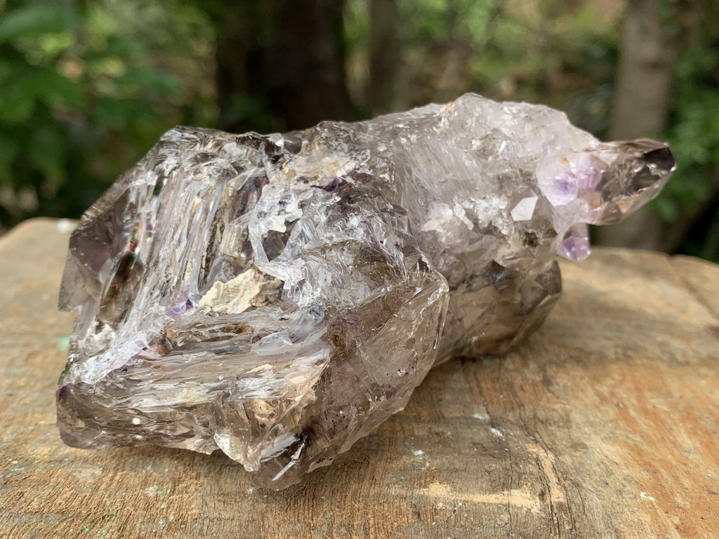 Natural Medium Double Terminated Smokey Amethyst Window Crystal with Double Enhydro x 1 From Brandberg, Namibia