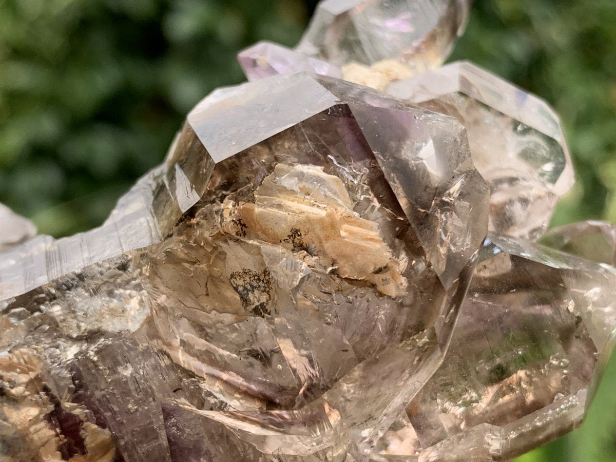 Natural Medium Double Terminated Smokey Amethyst Window Crystal with Double Enhydro x 1 From Brandberg, Namibia