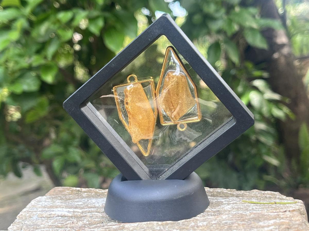 Hand Made Pair of Copal Amber Pendants x 1 From Nosy Varika, Madagascar