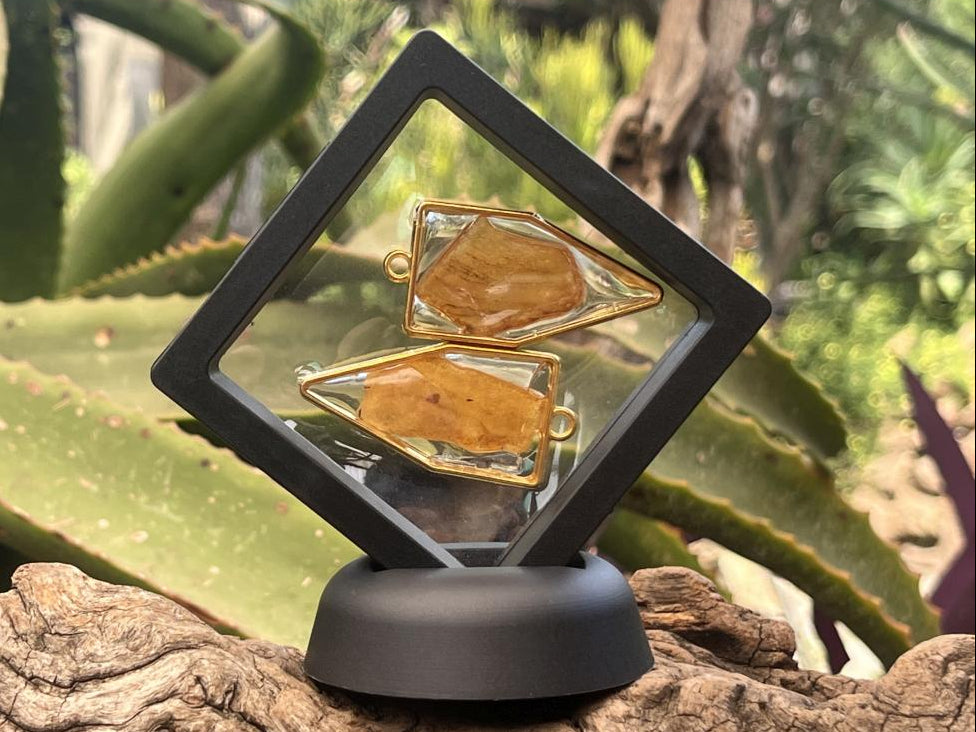 Hand Made Pair of Copal Amber Pendants x 1 From Nosy Varika, Madagascar