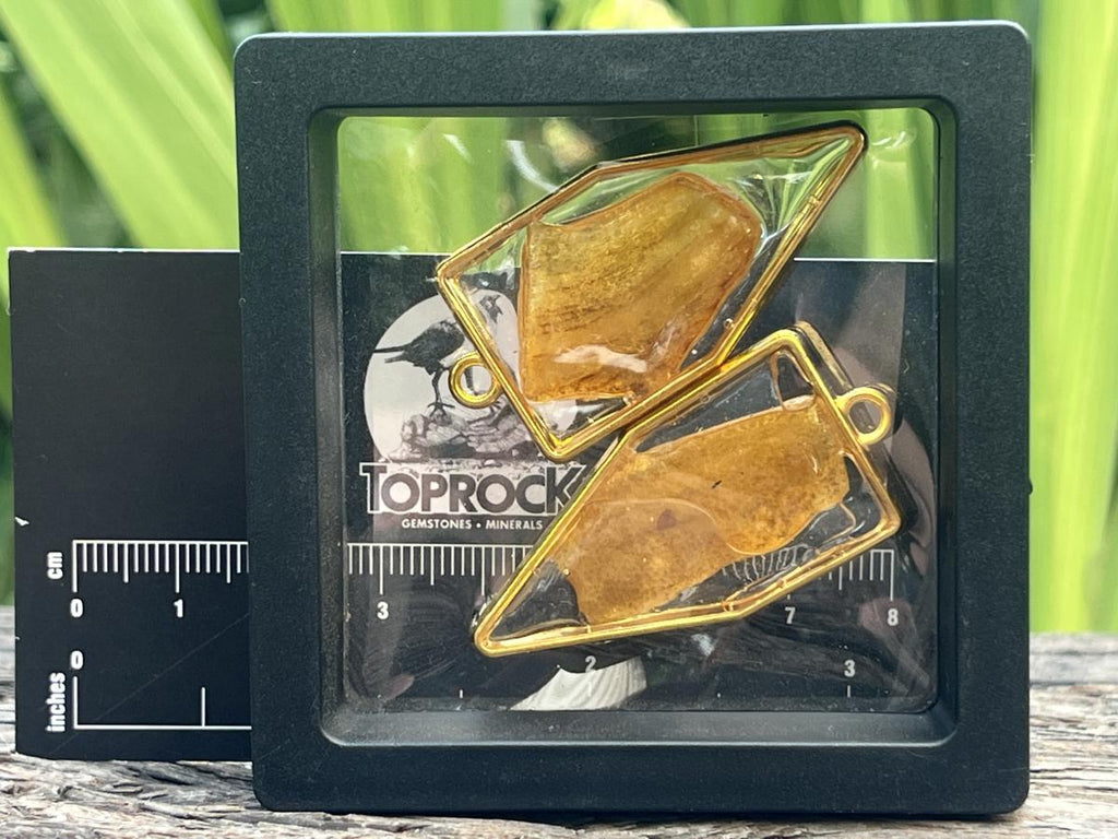 Hand Made Pair of Copal Amber Pendants x 1 From Nosy Varika, Madagascar