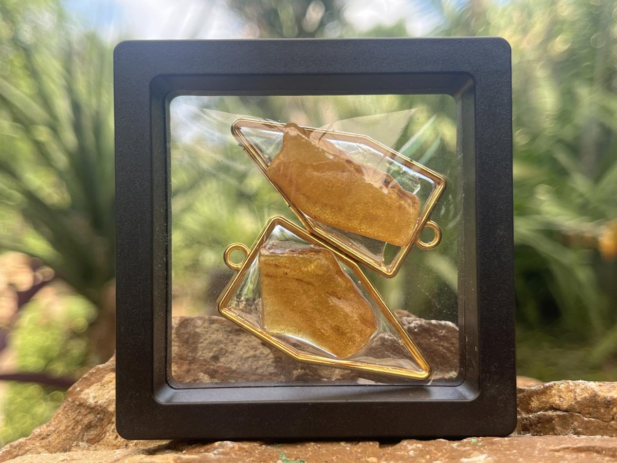 Hand Made Pair of Copal Amber Pendants x 1 From Nosy Varika, Madagascar