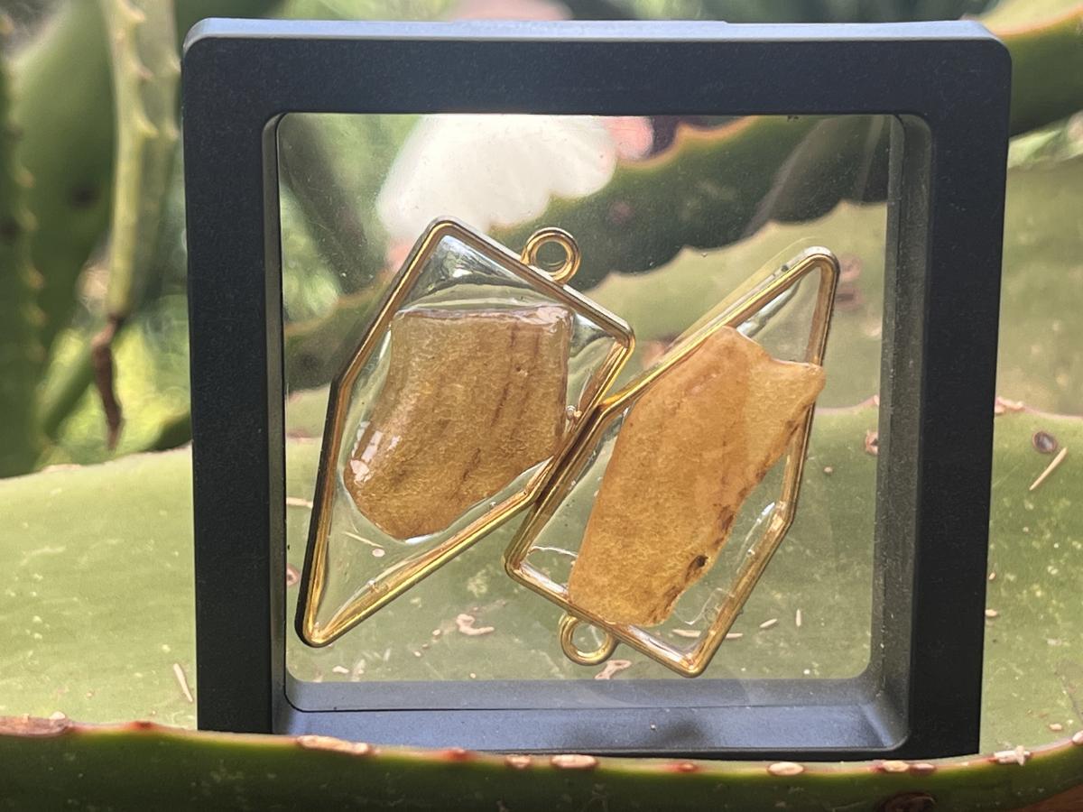 Hand Made Pair of Copal Amber Pendants x 1 From Nosy Varika, Madagascar