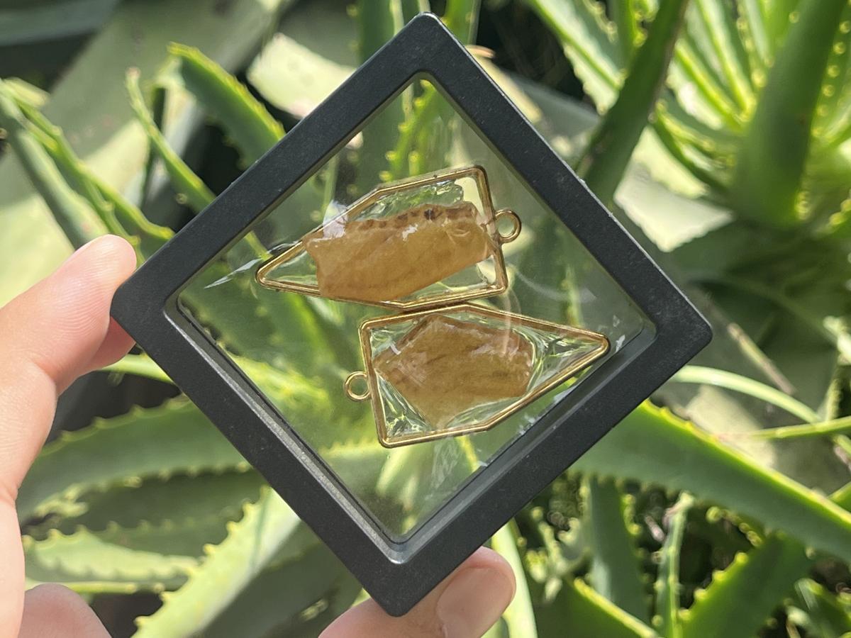 Hand Made Pair of Copal Amber Pendants x 1 From Nosy Varika, Madagascar
