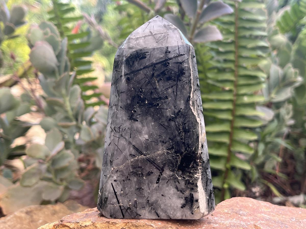 Polished Tourmalinated Inclusion Quartz Crystal x 1 From Madagascar