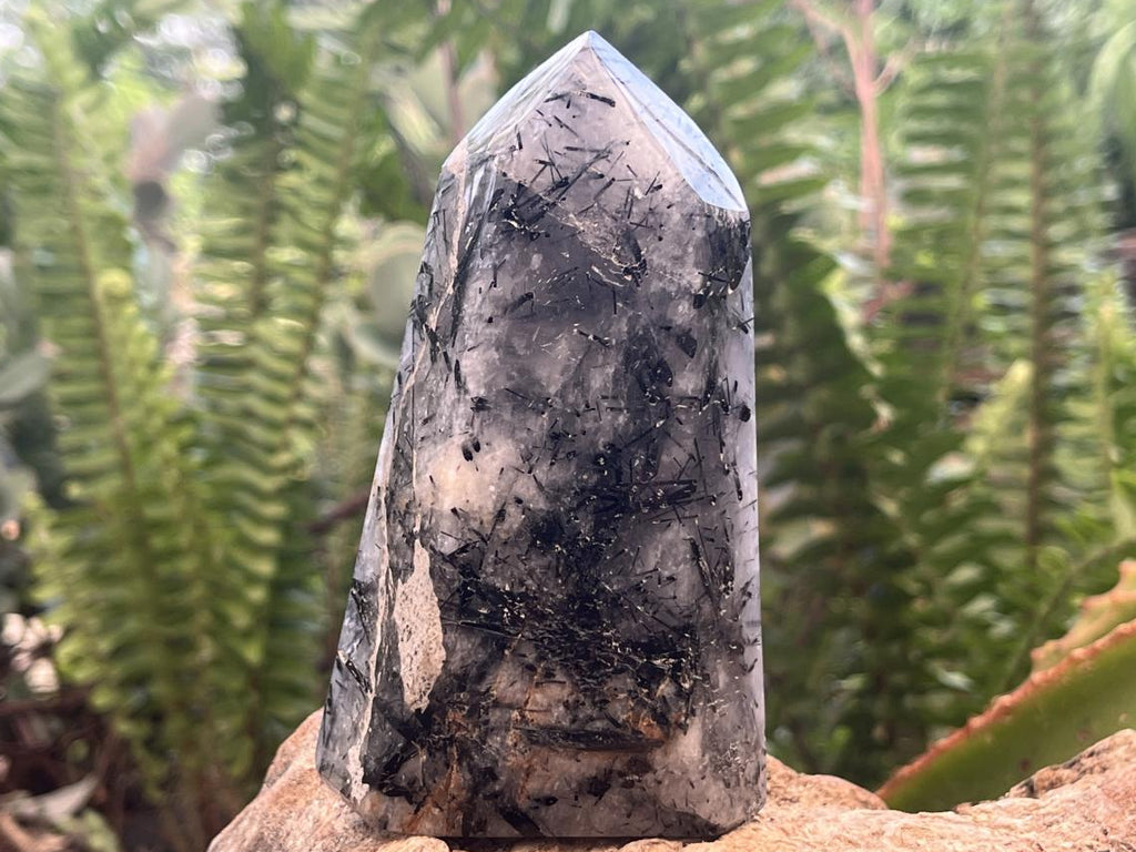 Polished Tourmalinated Inclusion Quartz Crystal x 1 From Madagascar