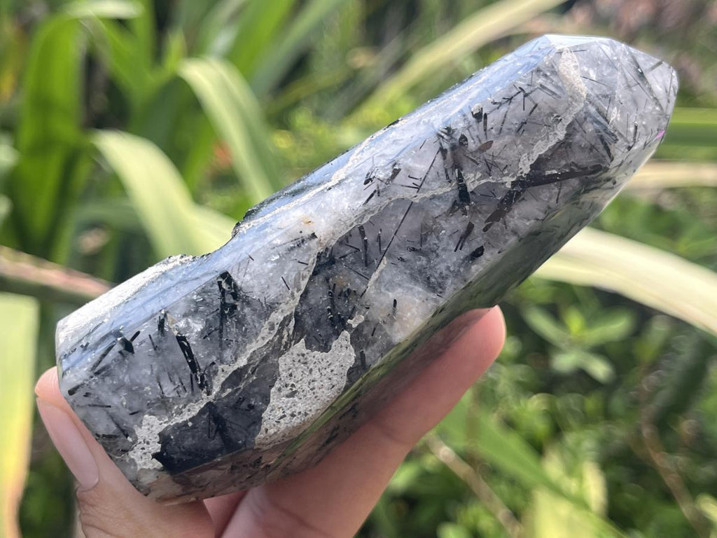 Polished Tourmalinated Inclusion Quartz Crystal x 1 From Madagascar