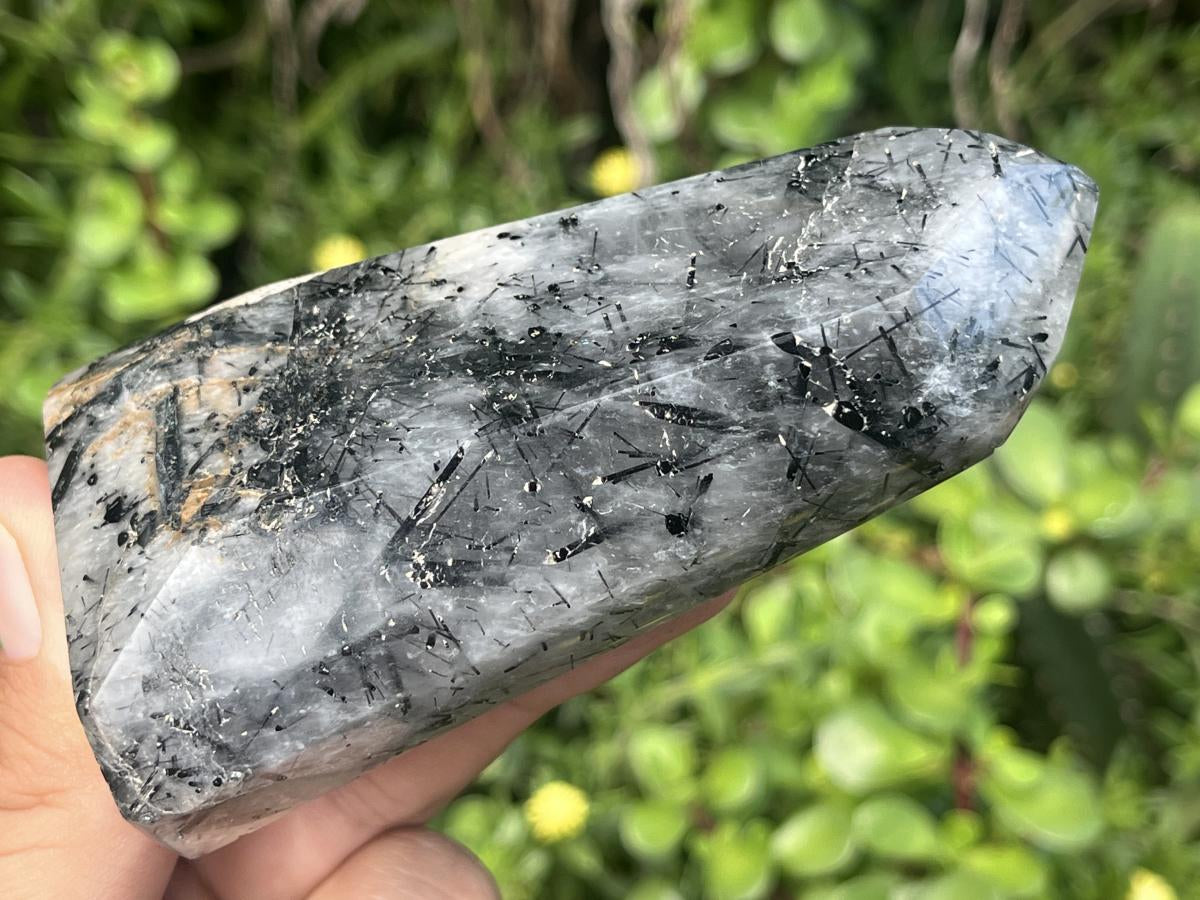 Polished Tourmalinated Inclusion Quartz Crystal x 1 From Madagascar