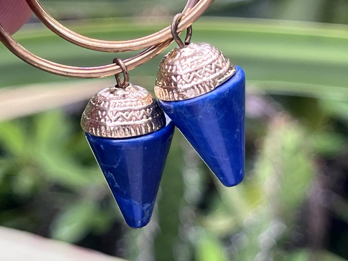 Hand Made Pair of Lapis Lazuli Earrings - Sold Per Pair - From Afghanistan