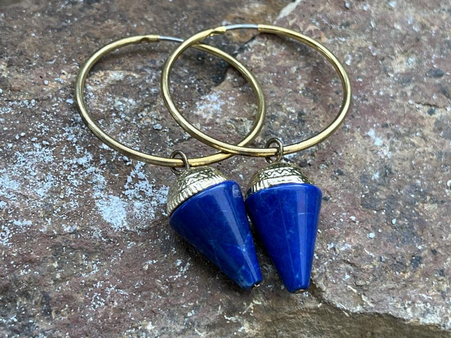 Hand Made Pair of Lapis Lazuli Earrings - Sold Per Pair - From Afghanistan