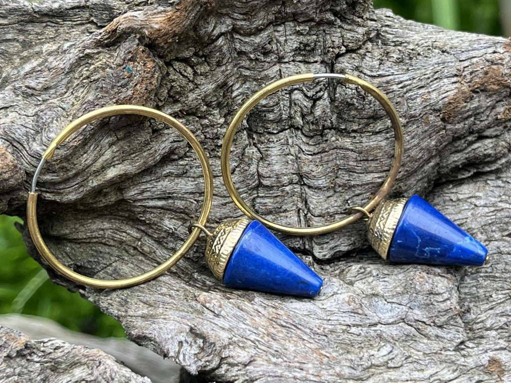 Hand Made Pair of Lapis Lazuli Earrings - Sold Per Pair - From Afghanistan