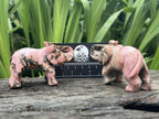 Hand Made Pair of Rhodonite Gemstone Elephant Carvings x 1 From Madagascar