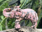 Hand Made Pair of Rhodonite Gemstone Elephant Carvings x 1 From Madagascar