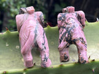 Hand Made Pair of Rhodonite Gemstone Elephant Carvings x 1 From Madagascar