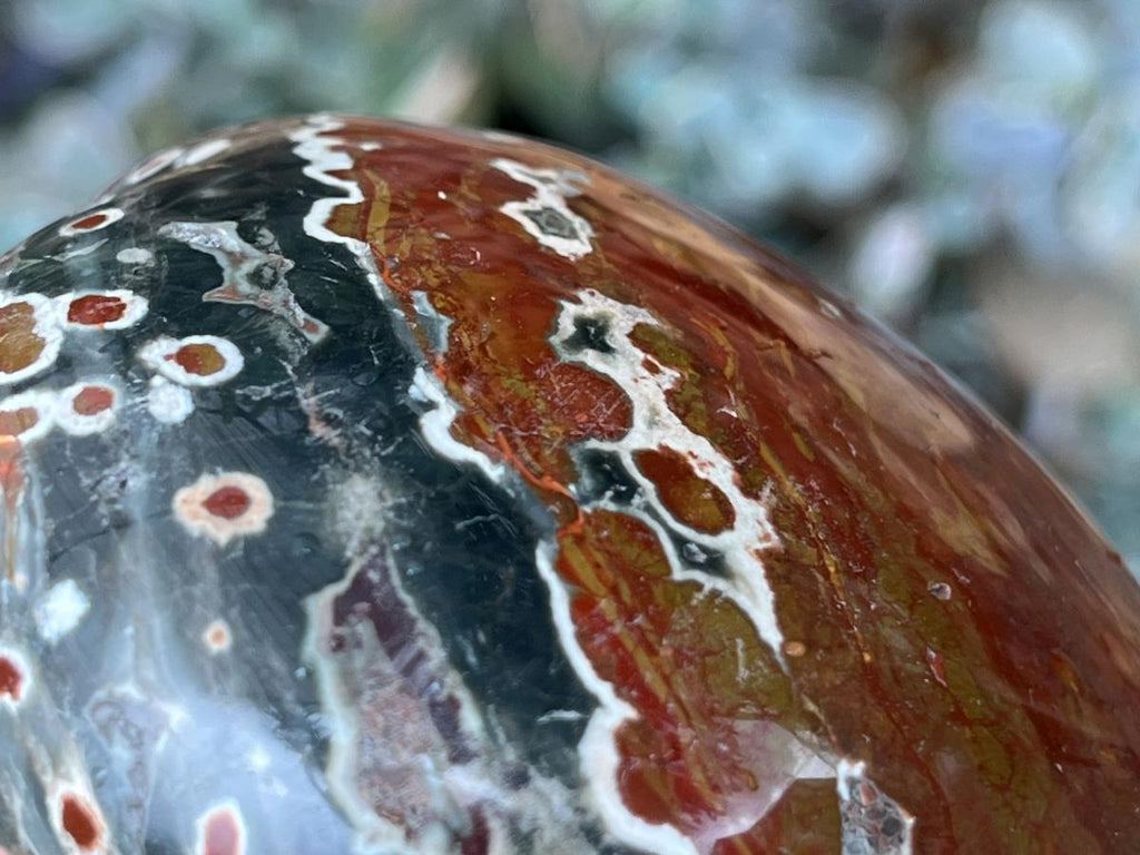 Polished Orbicular Ocean Jasper Gemstone Heart x 1 From Madagascar