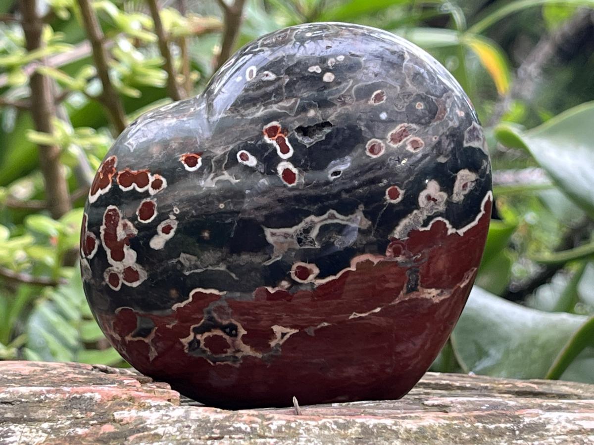 Polished Orbicular Ocean Jasper Gemstone Heart x 1 From Madagascar