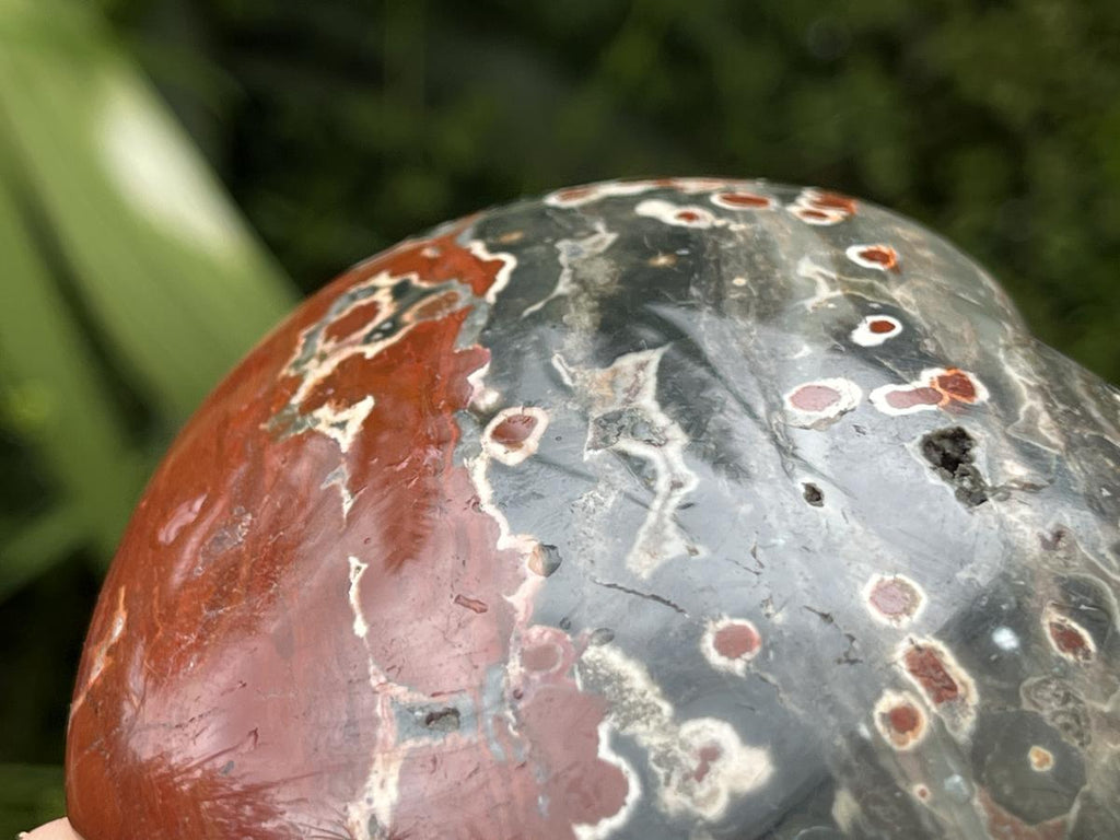 Polished Orbicular Ocean Jasper Gemstone Heart x 1 From Madagascar
