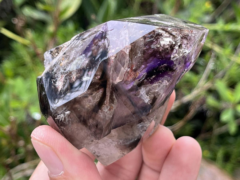 Polished Delicious Smokey Amethyst Window Cluster with Enhydros x 1 From Akansobe, Madagascar