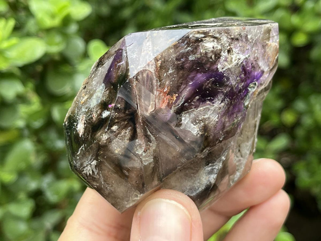 Polished Delicious Smokey Amethyst Window Cluster with Enhydros x 1 From Akansobe, Madagascar