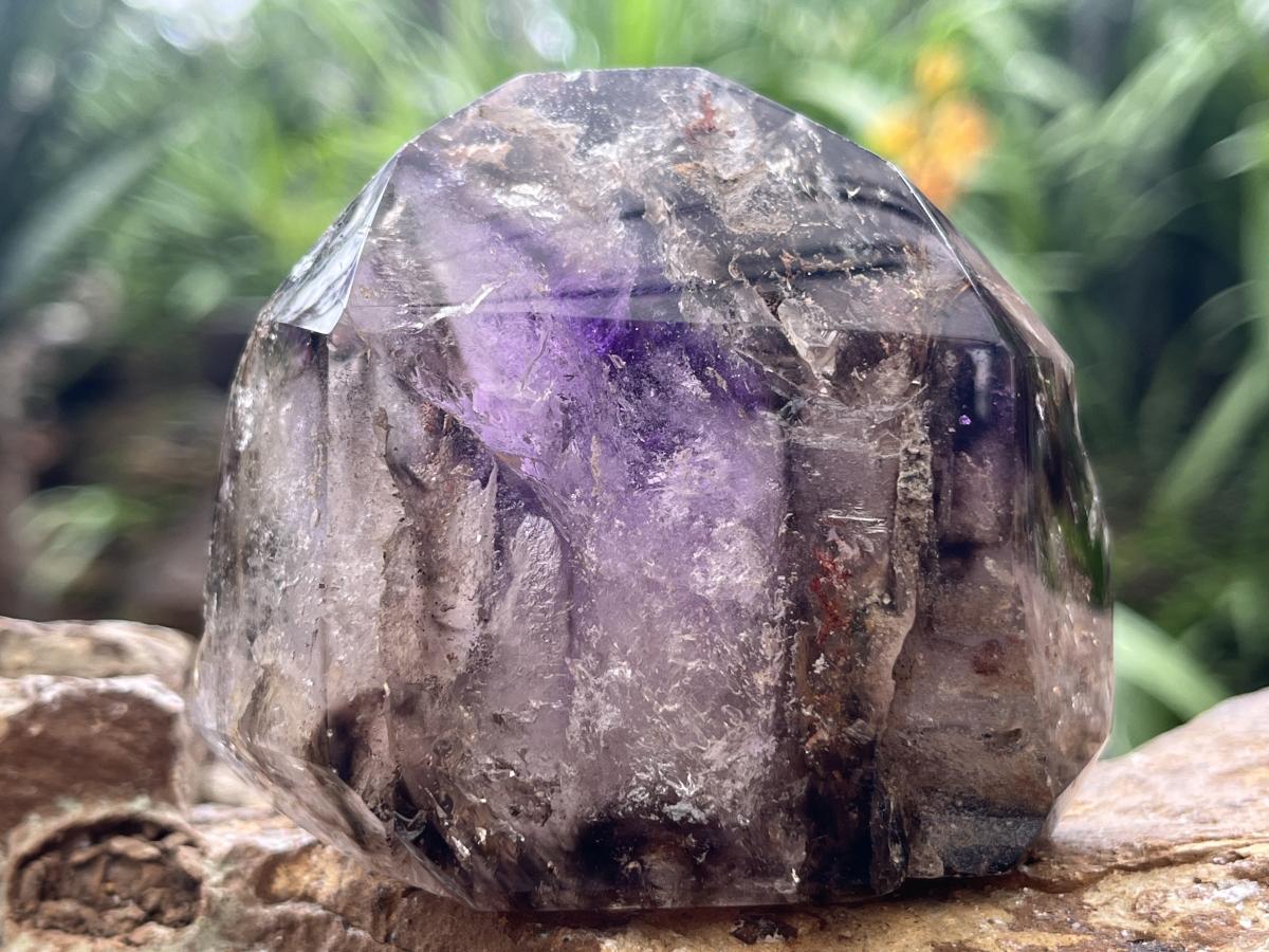 Polished Delicious Smokey Amethyst Window Cluster with Enhydros x 1 From Akansobe, Madagascar