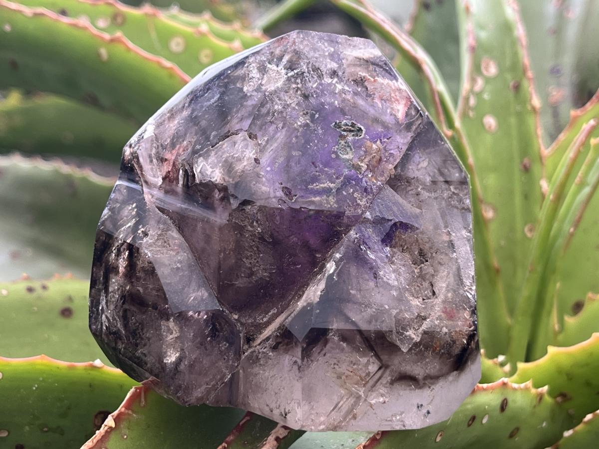 Polished Delicious Smokey Amethyst Window Cluster with Enhydros x 1 From Akansobe, Madagascar
