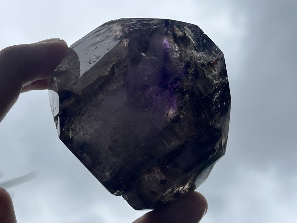 Polished Delicious Smokey Amethyst Window Cluster with Enhydros x 1 From Akansobe, Madagascar