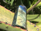 Polished Pair of Small Blue Flash Labradorite Standing Display Crystals x 1 From Tulear, Madagascar