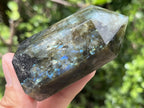 Polished Pair of Small Blue Flash Labradorite Standing Display Crystals x 1 From Tulear, Madagascar
