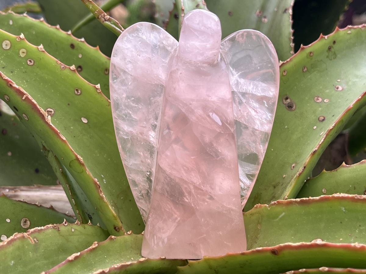 Hand Made Gemmy Rose Quartz Angel Carving x 1 From Ambatondrazaka, Madagascar