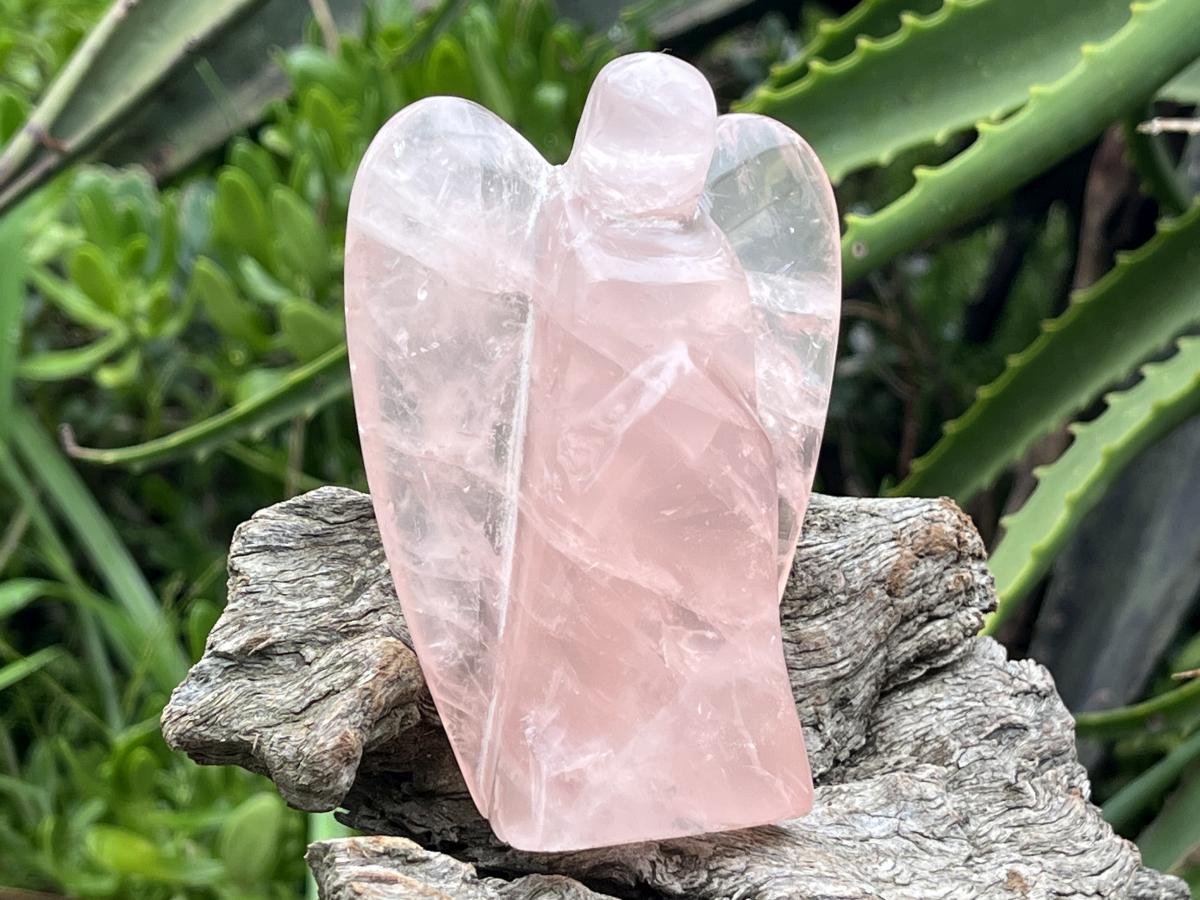 Hand Made Gemmy Rose Quartz Angel Carving x 1 From Ambatondrazaka, Madagascar