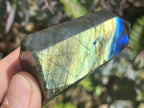 Polished Pair of Small Blue Flash Labradorite Standing Display Crystals x 1 From Tulear, Madagascar