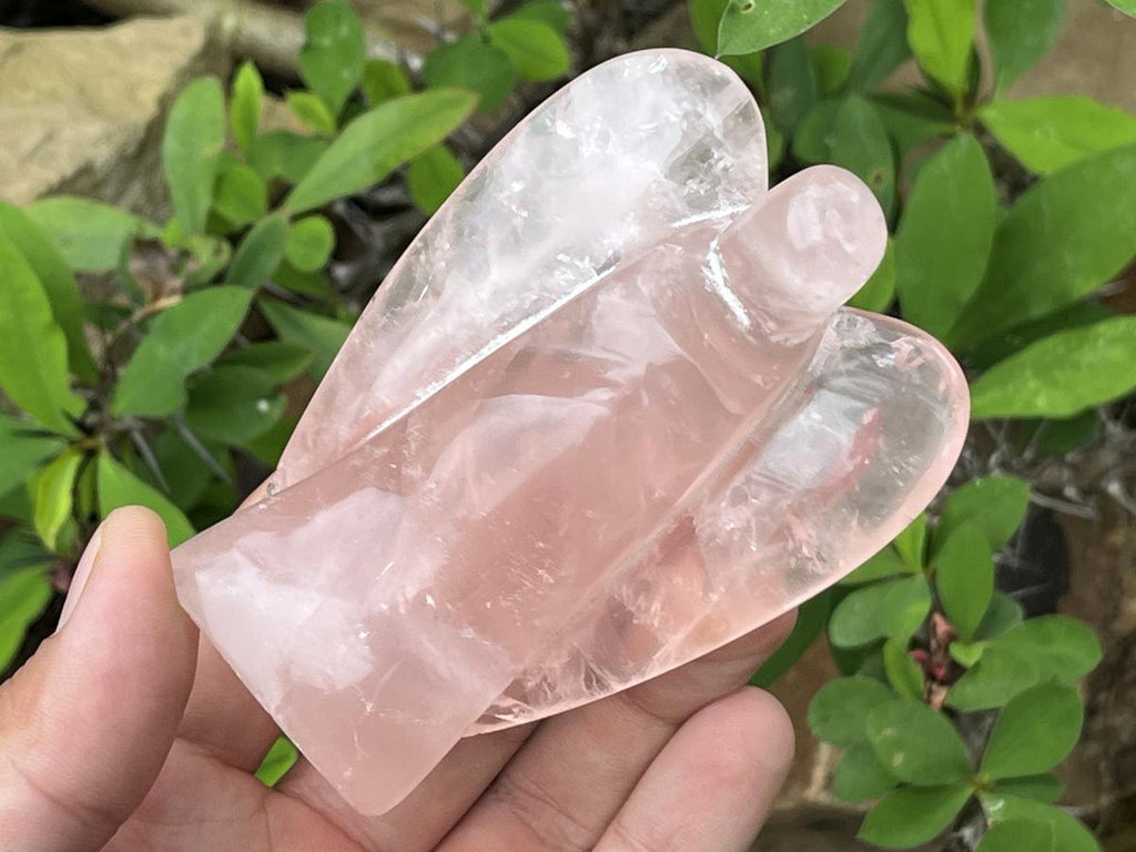 Hand Made Gemmy Rose Quartz Angel Carving x 1 From Ambatondrazaka, Madagascar