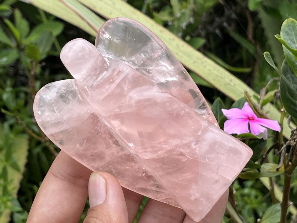 Hand Made Gemmy Rose Quartz Angel Carving x 1 From Ambatondrazaka, Madagascar