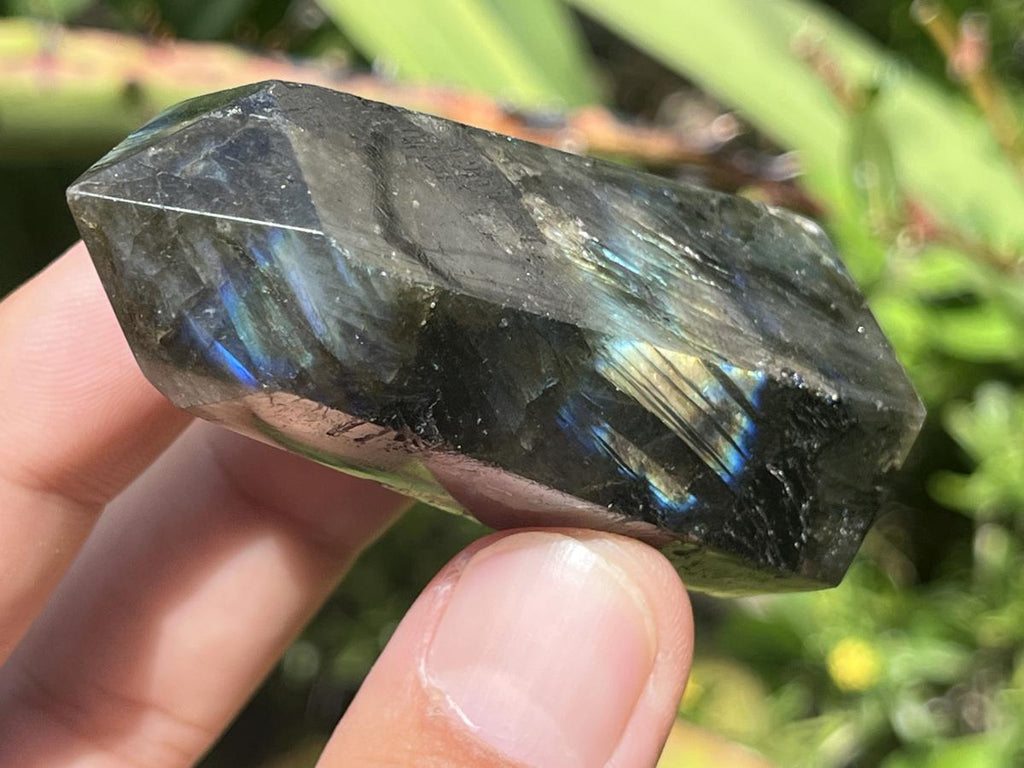 Polished Pair of Small Blue Flash Labradorite Standing Display Crystals x 1 From Tulear, Madagascar