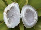 Polished Pair of Agate Crystal Geodes x 1 From Maintirano Madagascar