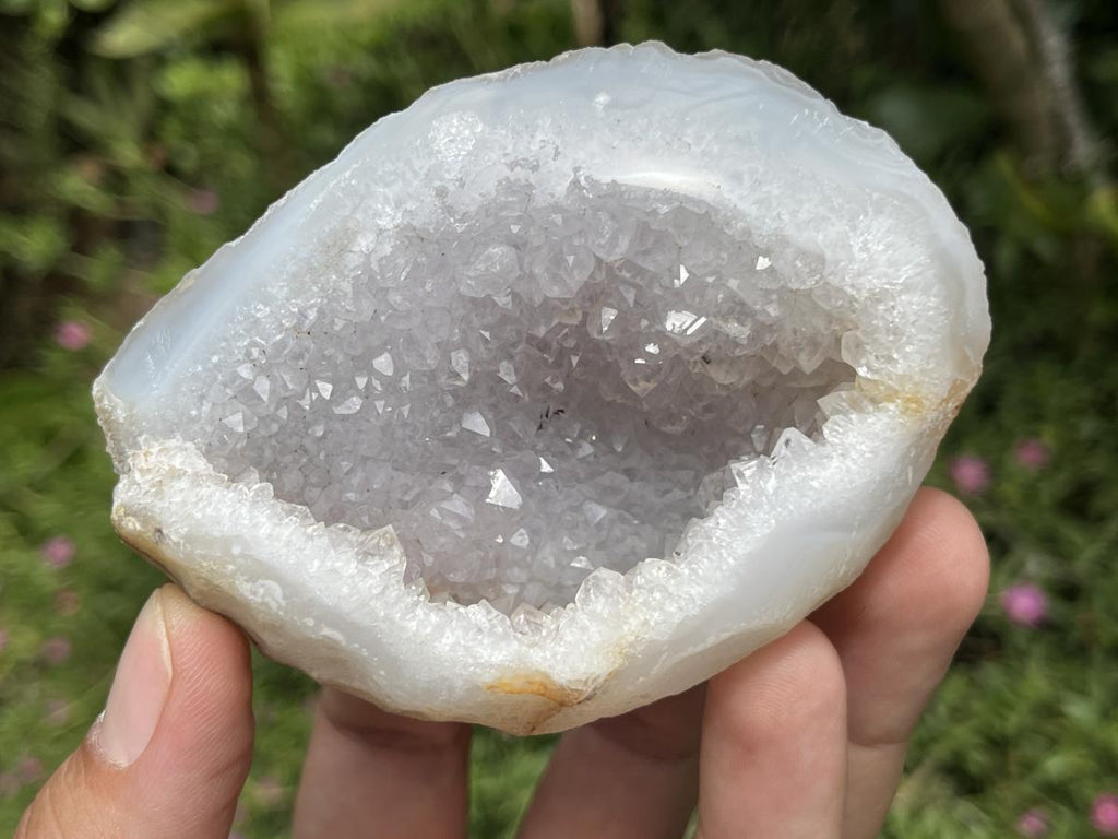 Polished Pair of Agate Crystal Geodes x 1 From Maintirano Madagascar