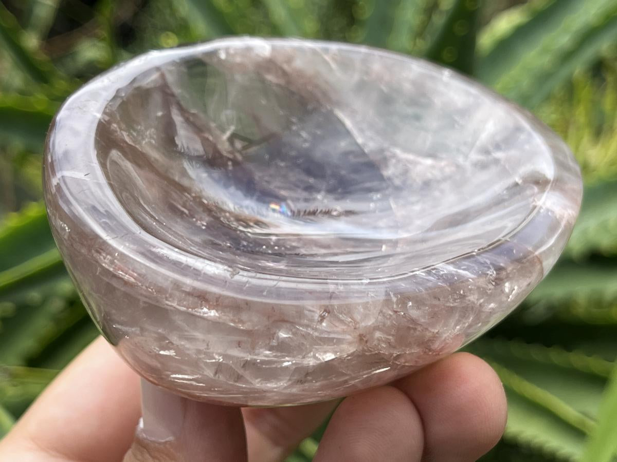 Polished Pair of Smokey Rose Quartz Crystal Egg and Bowl Set x 1 From Ambatondrazaka, Madagascar