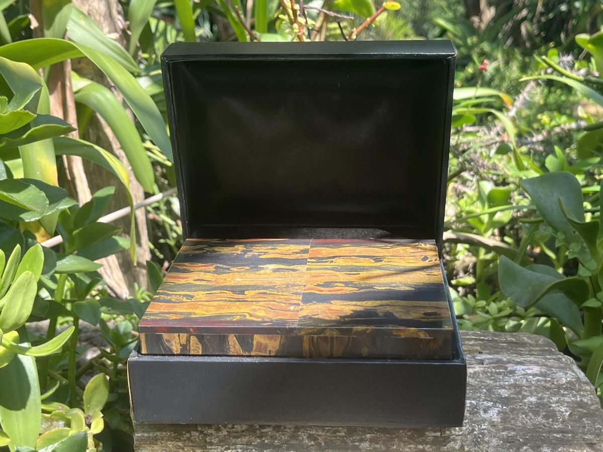 Hand Made Silver Hematite Banded Iron Stone Jasper Jewellery Box x 1 From South Africa