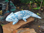 Hand Made Polished Blue Spotted Spinel Chameleon Carving x 1 From Madagascar