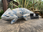 Hand Made Polished Blue Spotted Spinel Chameleon Carving x 1 From Madagascar