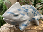 Hand Made Polished Blue Spotted Spinel Chameleon Carving x 1 From Madagascar