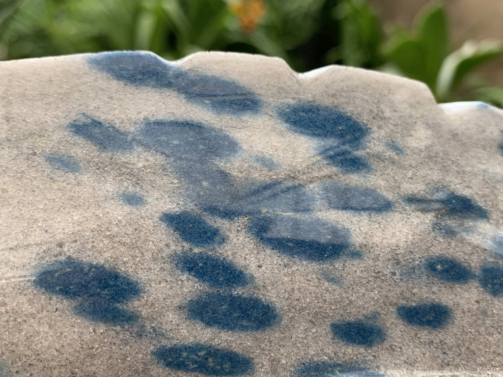 Hand Made Polished Blue Spotted Spinel Chameleon Carving x 1 From Madagascar
