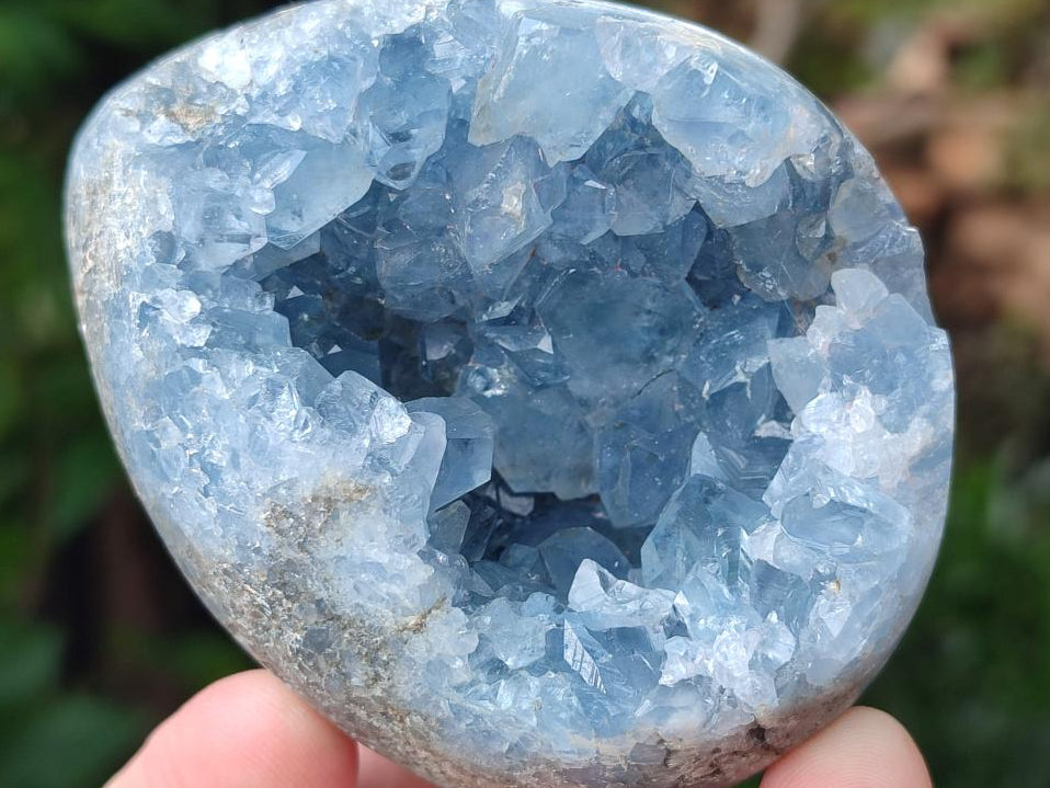 Polished Blue Celestite Geode Egg x 1 From Sakoany, Madagascar
