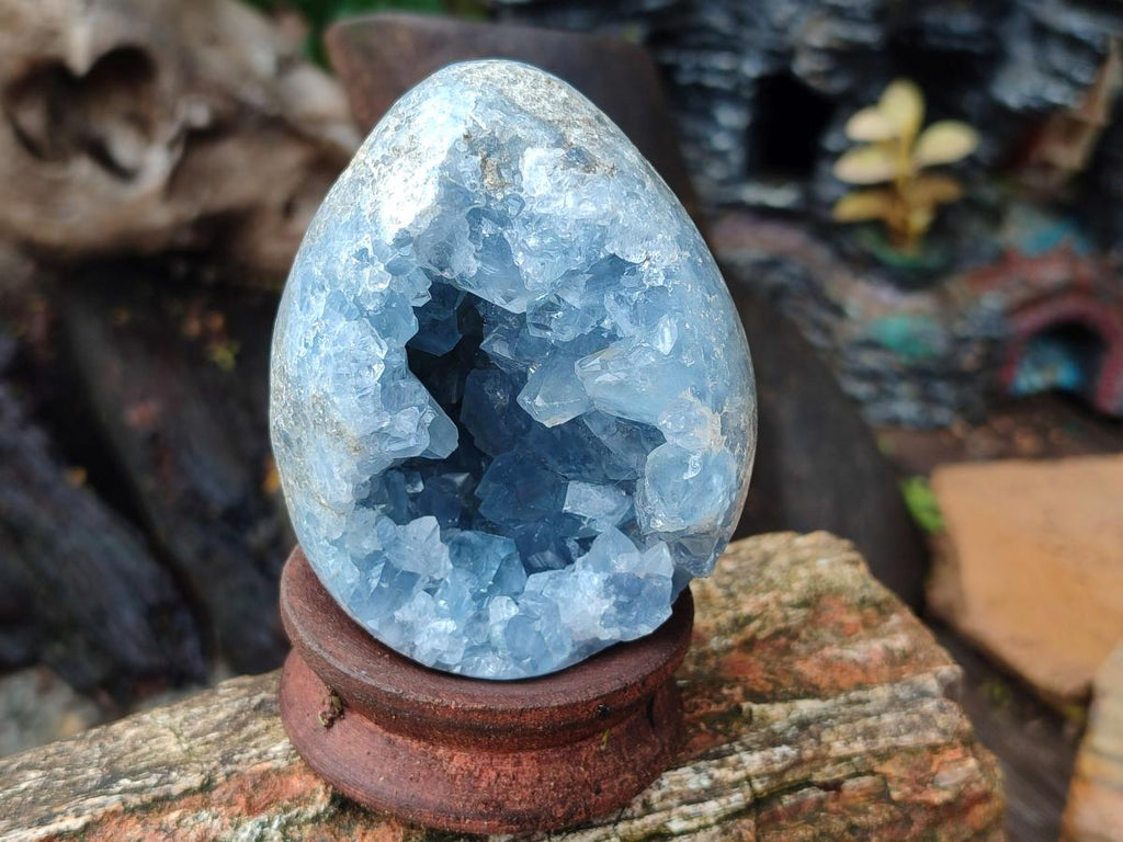 Polished Blue Celestite Geode Egg x 1 From Sakoany, Madagascar