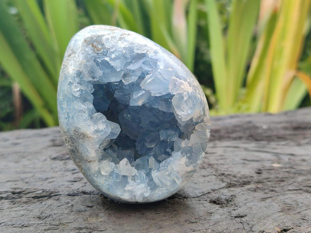 Polished Blue Celestite Geode Egg x 1 From Sakoany, Madagascar