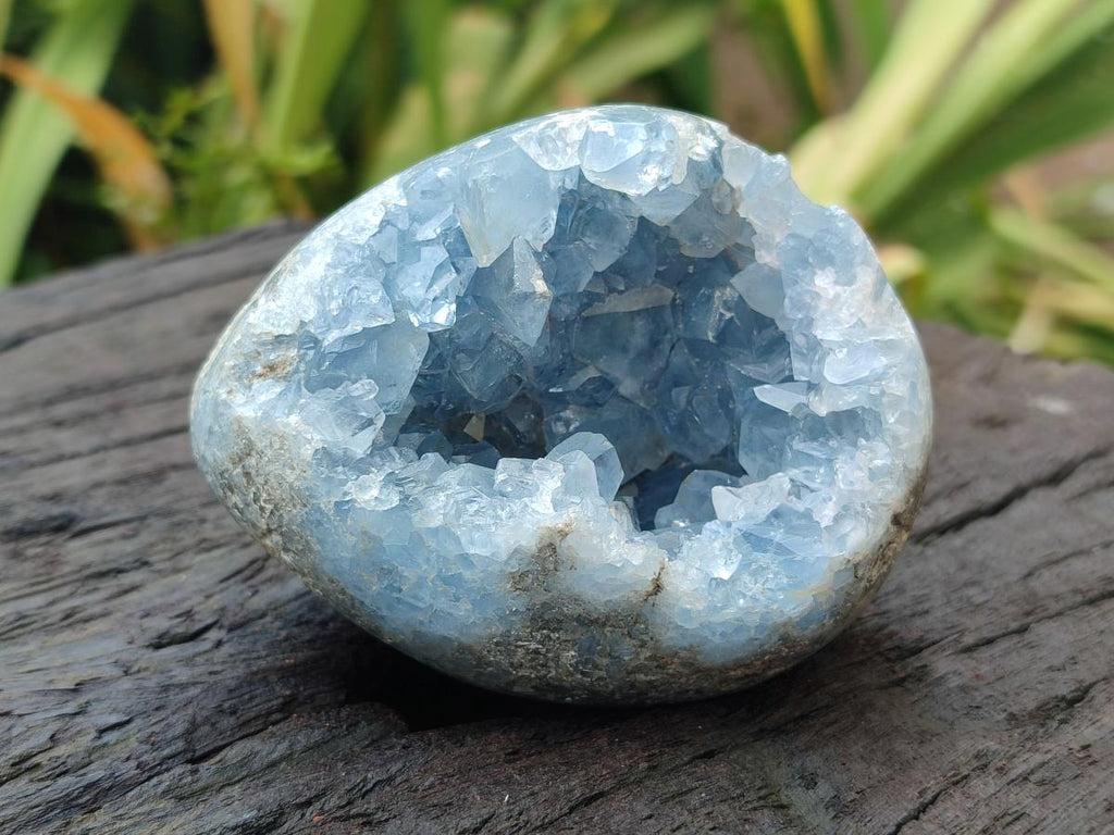 Polished Blue Celestite Geode Egg x 1 From Sakoany, Madagascar