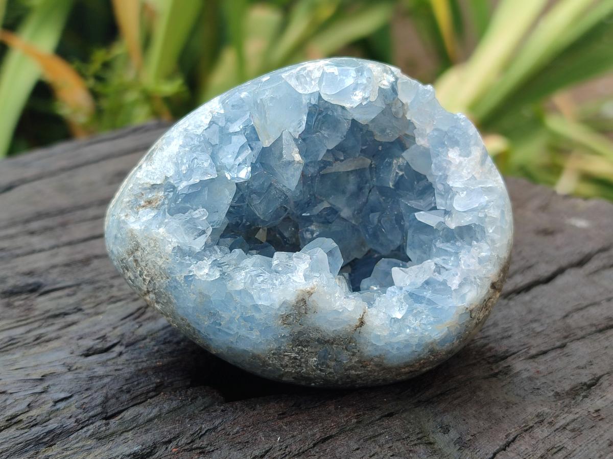 Polished Blue Celestite Geode Egg x 1 From Sakoany, Madagascar