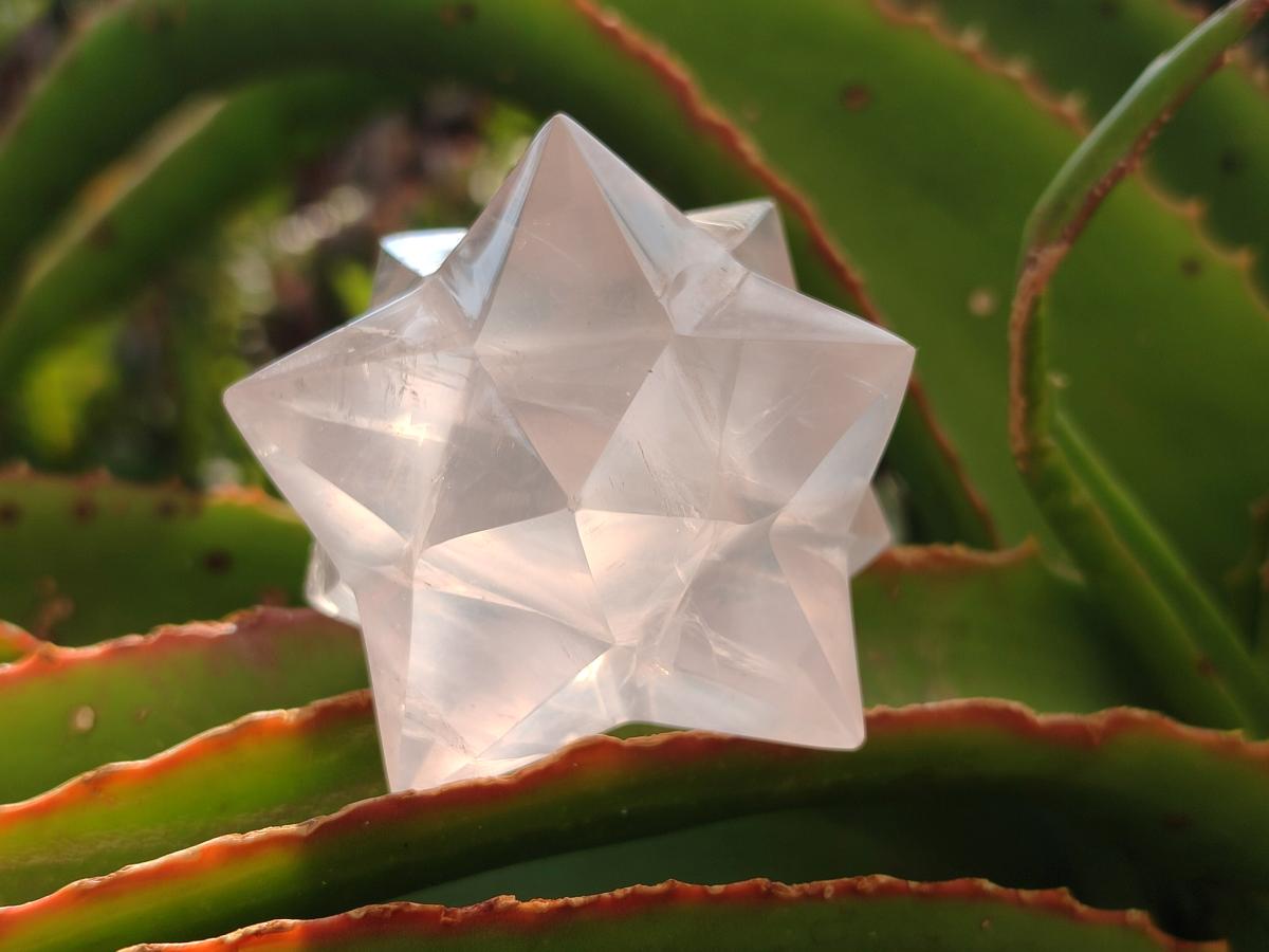 Hand Made Gemmy Rose Quartz Merkabah Star x 1 From Ambatondrazaka, Madagascar