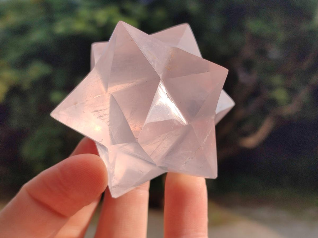Hand Made Gemmy Rose Quartz Merkabah Star x 1 From Ambatondrazaka, Madagascar
